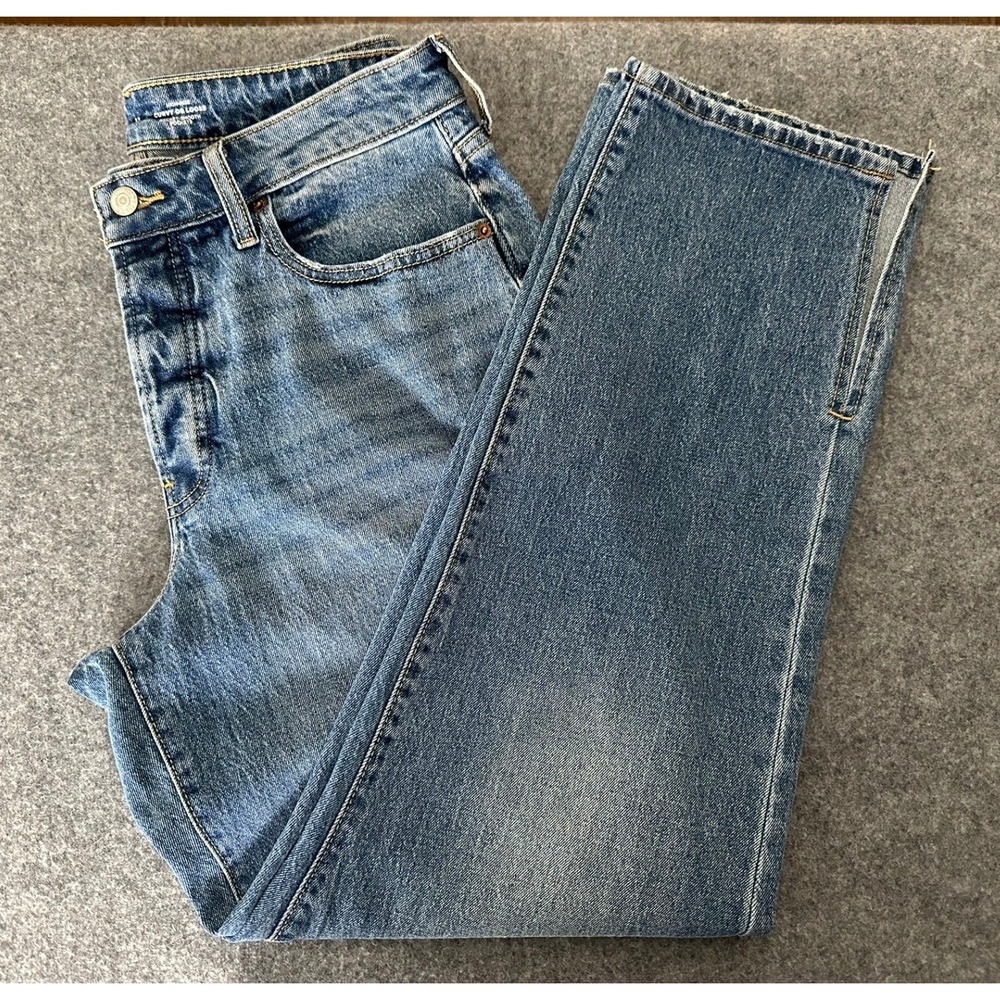 Old Navy Curvy OG Loose High Rise Jeans Women 12 Blue Button Fly Y2K Minimalist